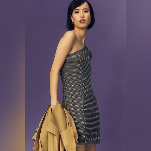 Anthropologie Sunday in Brooklyn One-Shoulder Mesh Shine Mini Dress - Picture 6 of 15